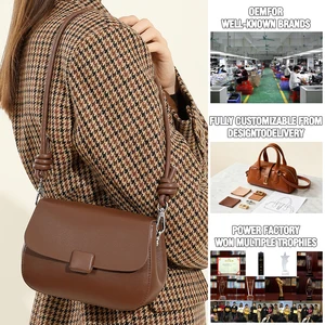 Manufacturer Wholesale Custom Women's Retro Leather Shoulder Bag OEM/ODM High-quality Cowhide Crossbody Bag Armpit Saddle Bag