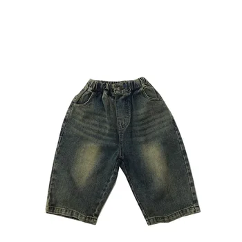 Korean version boys and girls straight baby pants spring and autumn new style children's fashion loose wide-leg jeans trousers