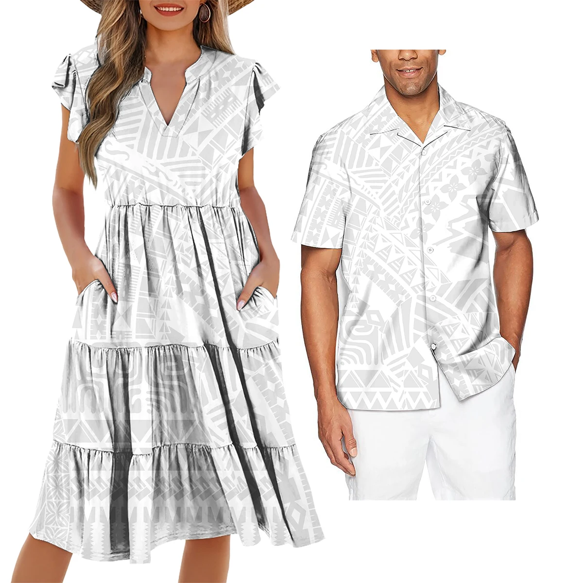 Fall Dresses Women Casual Matching Couples Outfit 2 Piece Skirts Set Dress  and Hawaiian Shirts Polynesian Tribal Puletasi Dress| Alibaba.com