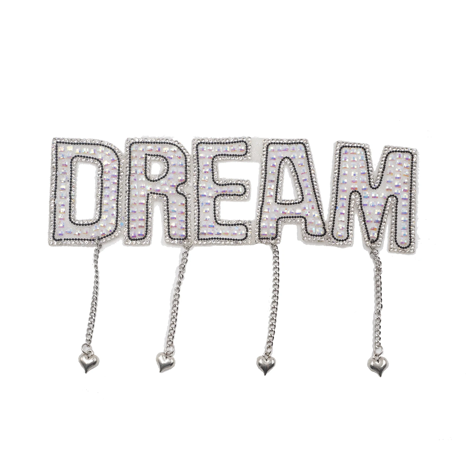Free sample Custom  logo design heat transfer 3D beaded rhinestone applique Patch for clothing