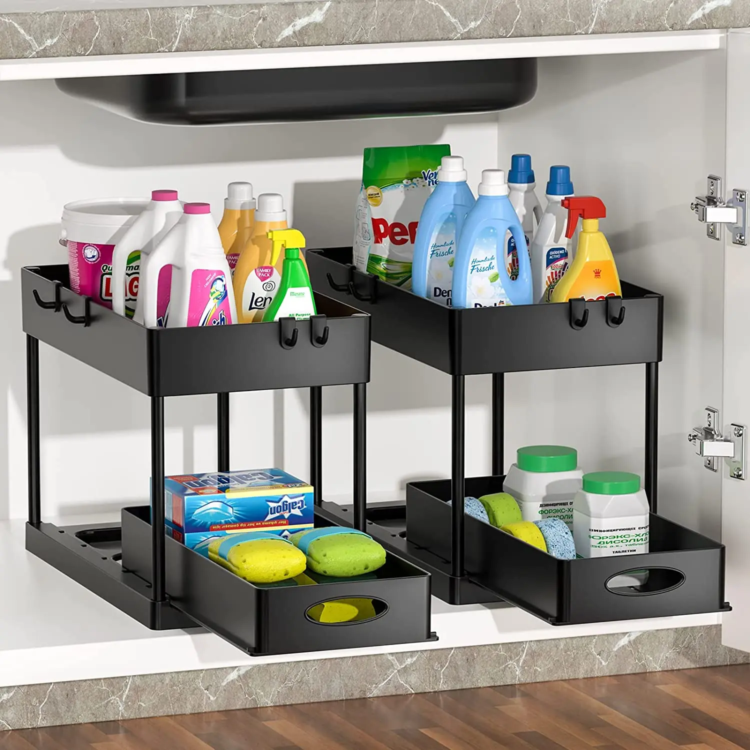 Under Sink Organizers And Storage 2 Tier Easy Access Slide Out Cabinet