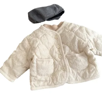 New winter products baby coat high-end embroidered cotton clothes baby girls quilted fashionable and versatile kids tops