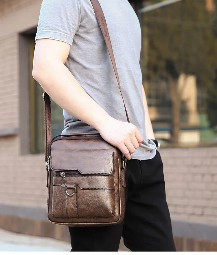 Three Colors Frame Pu Leather Briefcase Bag 22x26x6cm For Men Small ...