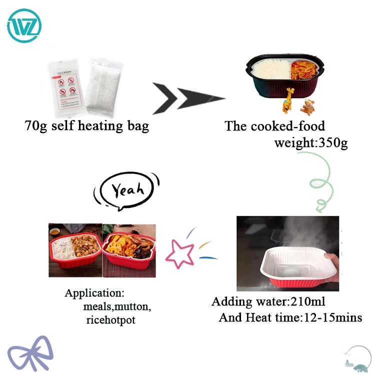 PP Self Heating Food Container Hot Selling Heating Lunch  Box for Heating Meals