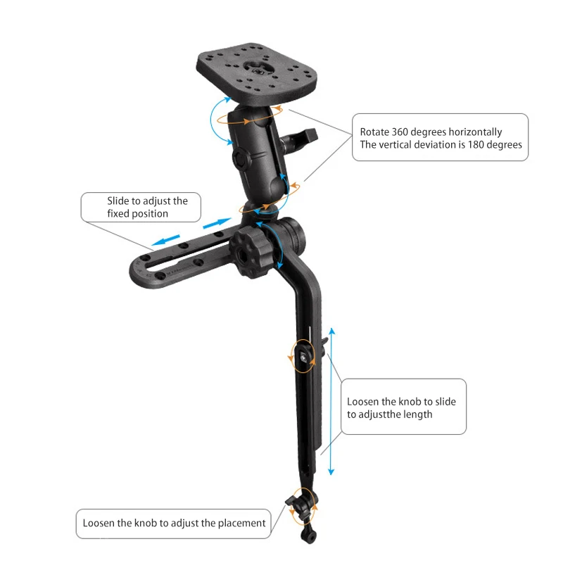 Navigation Support Bracket Long Arm Gps Mount for Garmin Fish Finder Mount for Kayak Compatible with Scotty Lowrance Garmin