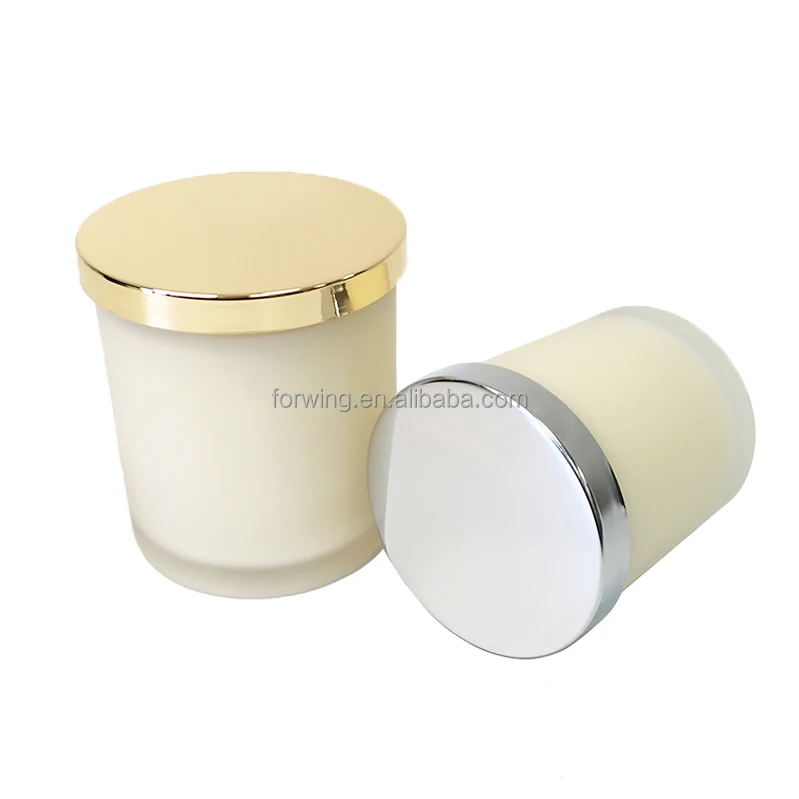 Luxury frosted glass candle jar container candle jars with metal lid for candle making factory