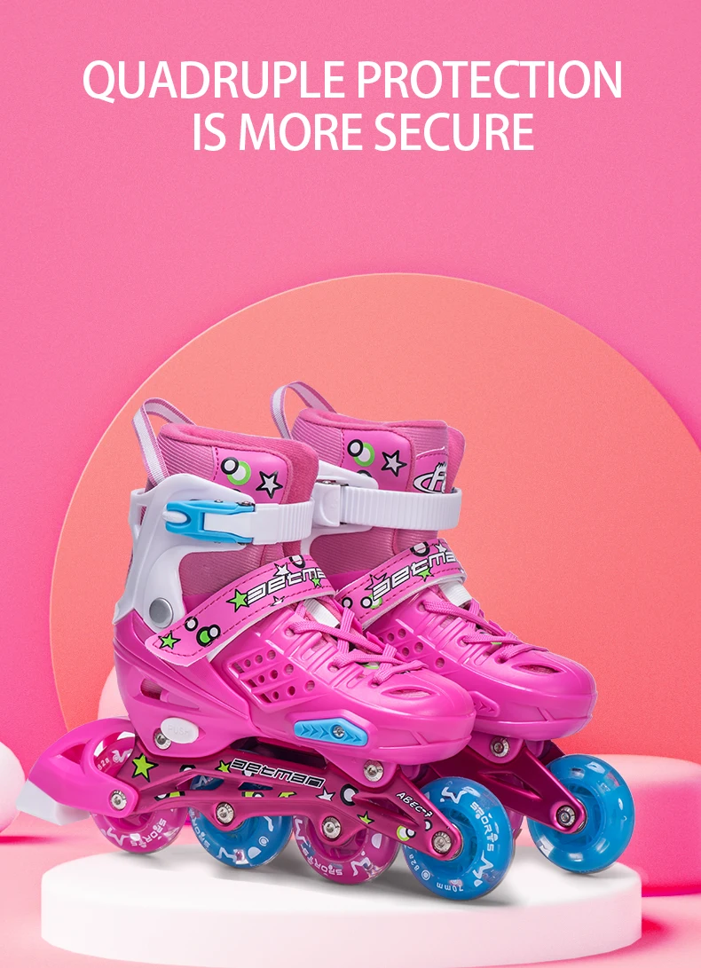 Eachkids Roller Skates 4 Wheel Inline Adjustable Flashing Skating Shoes Skate For Girls Boys