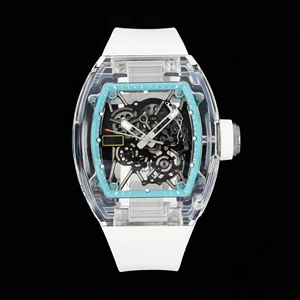 Newhot-selling Barrel-shaped Transparent case Watch Rubber Strap Hollow Design Casual Evening Event Retro Men's Mechanical Watch