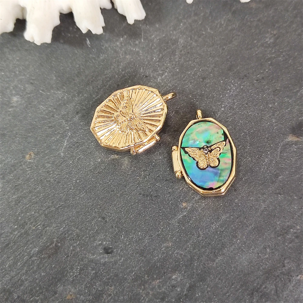 Trendy INS Butterfly Handmade Shell Photo Album Frame Box Open Pendant Abalone Mother of Pearl Locket Necklace Jewelry for Women