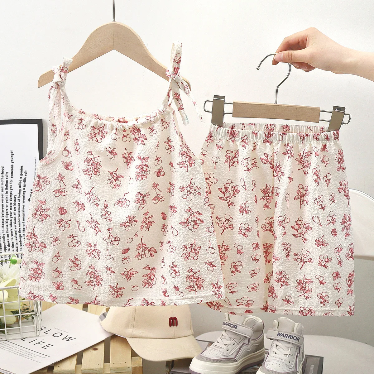 Cheap Price Wholesale Summer Top and SHorts 2pcs Print Sweet Girls Clothes Sets