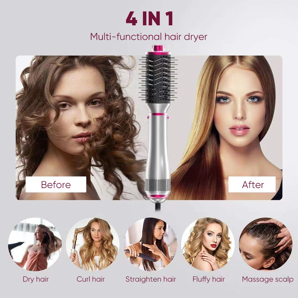 5 In 1 Interchangeable Hot Air Brush One Step Hair Dryer Volumizer Hair
