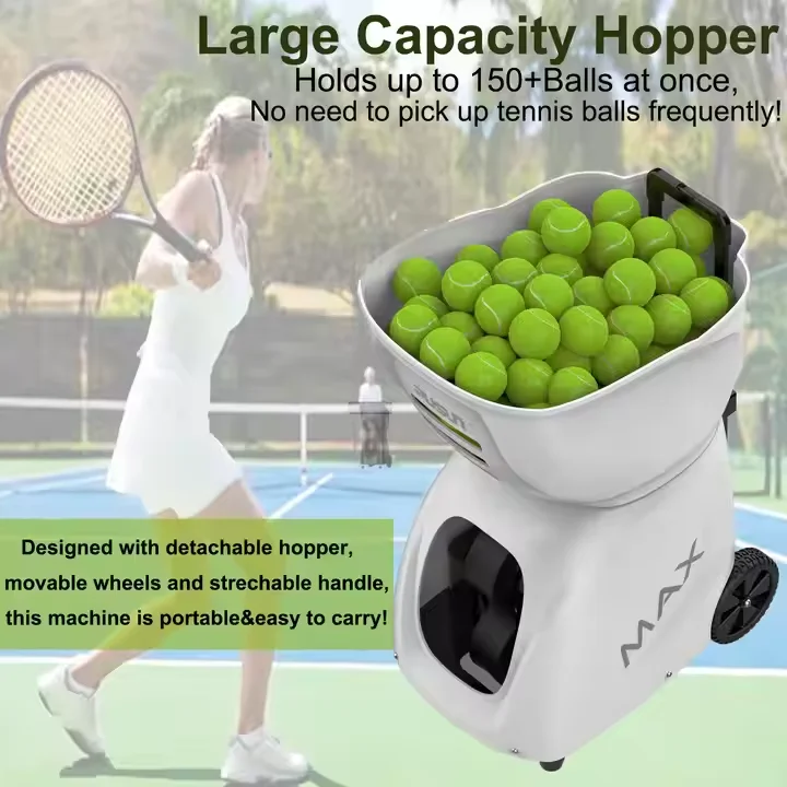 Automatic Tennis Ball Machine with Large Capacity 150 Ball Launcher New Design APP Remote Control Tennis Training Equipment