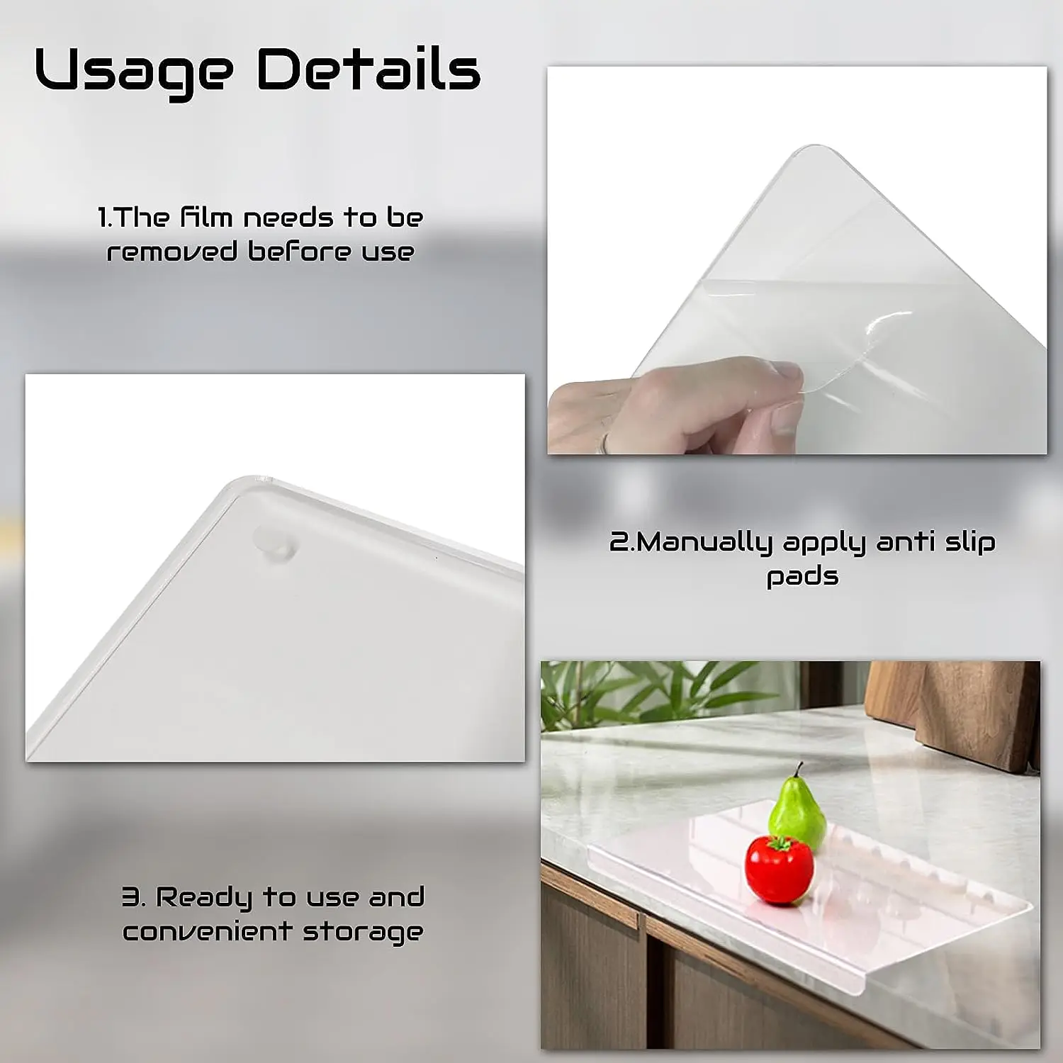 High Quality Large Clear Acrylic Cutting Board With Lip Wholesale