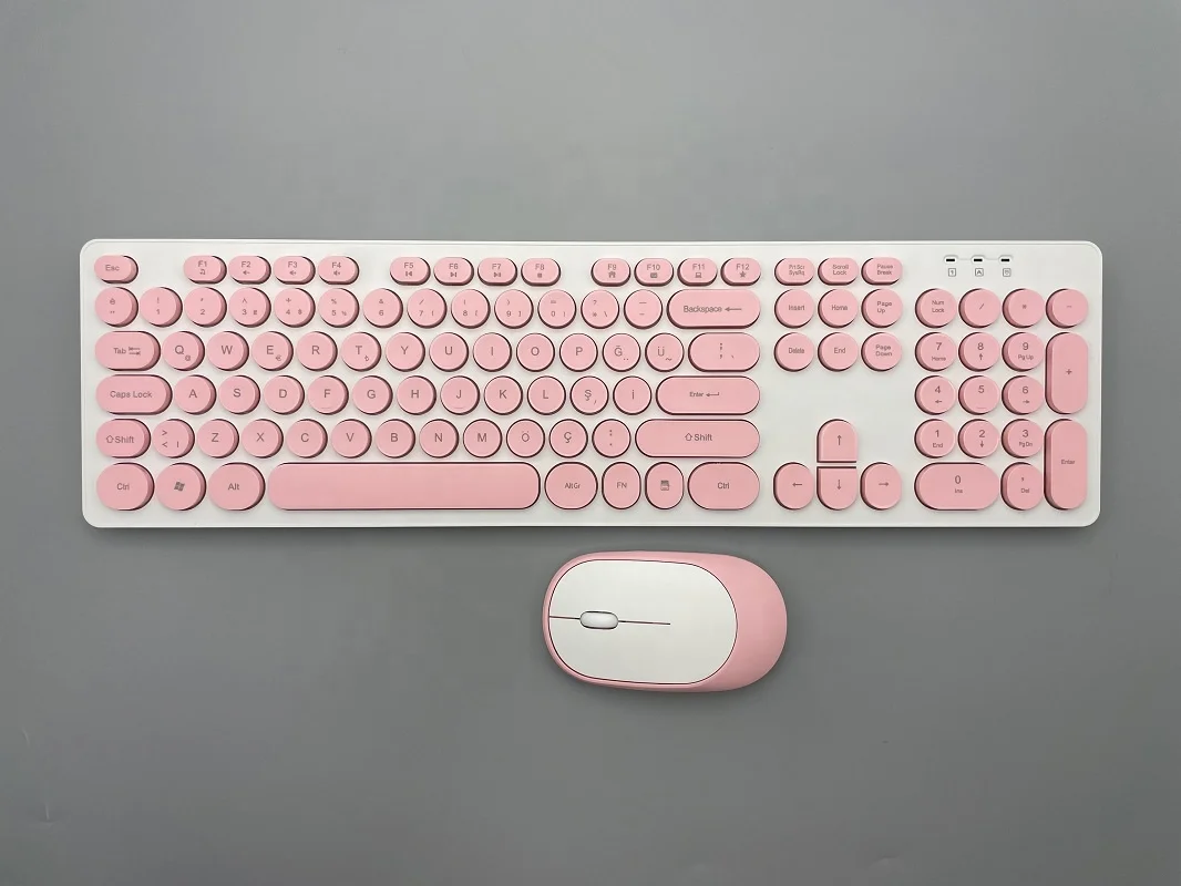 Модные яркие 2,4G Беспроводная клавиатура и мышь комбо мультимедиа турецкий/США/Испанский макет молчание Ретро Ключи KMSW-103R