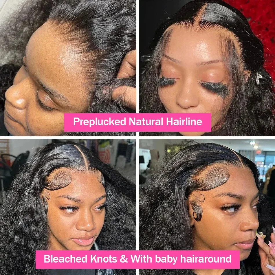 Parrucca frontale trasparente con onde profonde e sciolte da night club, HD Lace Water Curly Human Hair, chiusura in pizzo 5x5, per donne_voghion.com