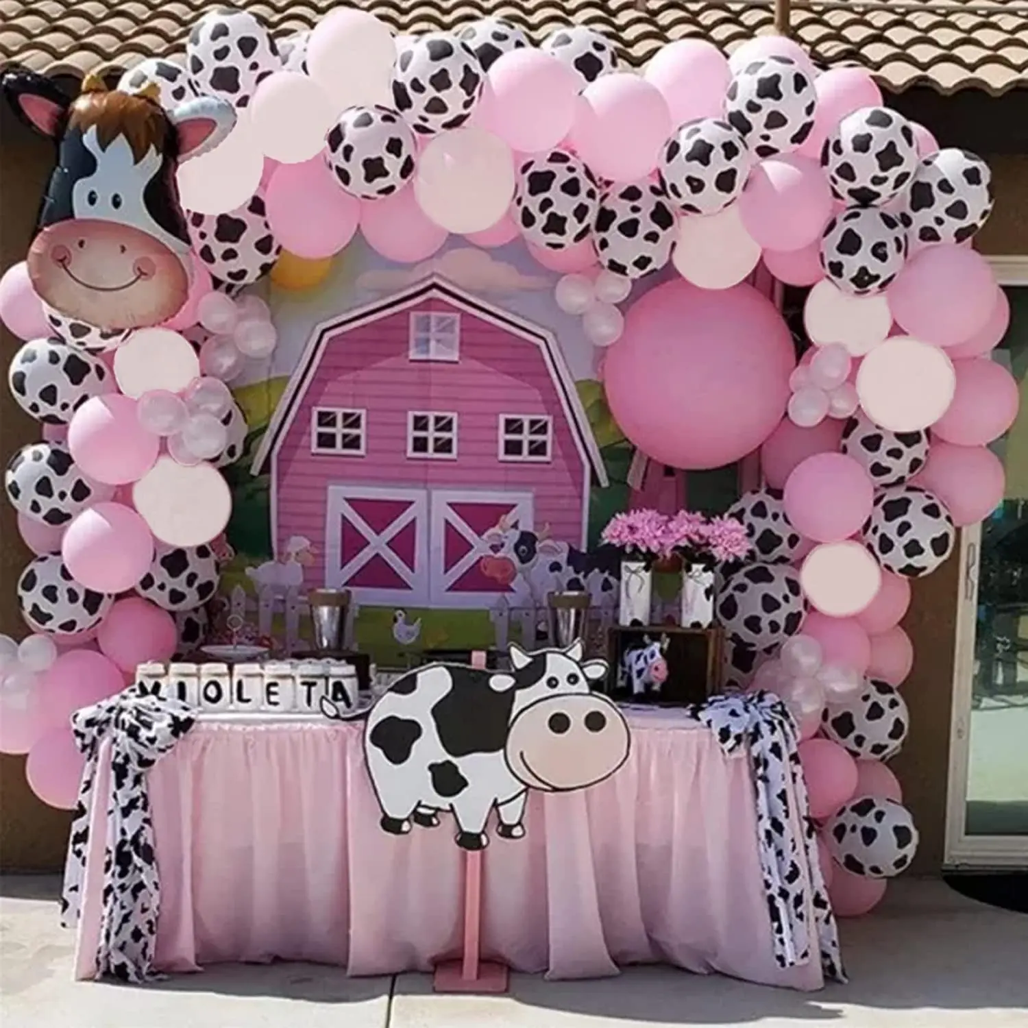 25 PCS Cow Print Balloons With Ribbon - Farm Birthday Party Decorations - View #2