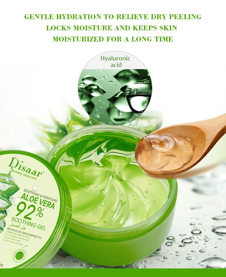 Disaar Organic Aloe Vera Natural Moisturizing Anti-Acne Aloe Vera Gel for Face Skin Care After Sun Repair