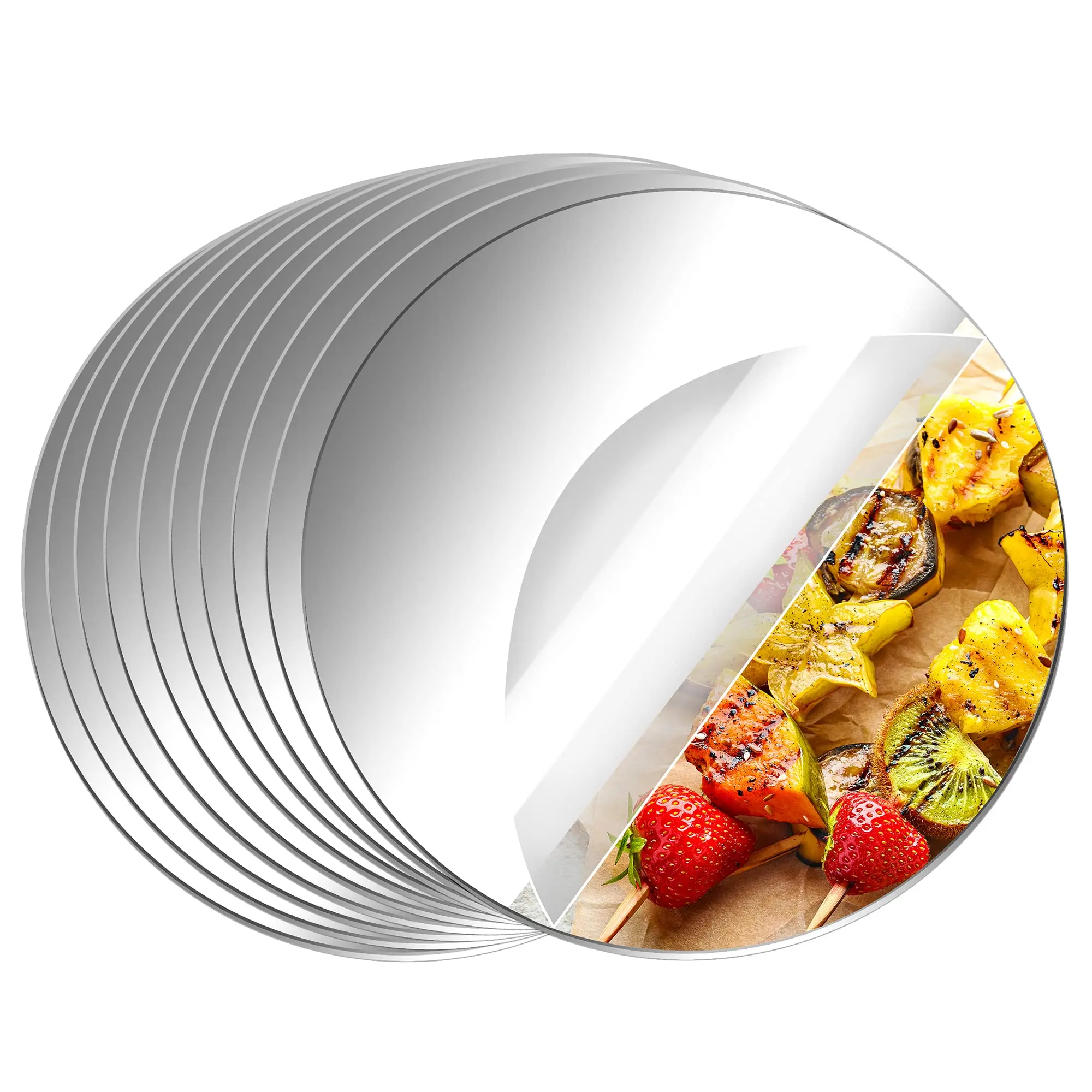 Self Adhesive Round Mirror Wall Sticker Decals Non Glass Acrylic Round Mirror Plate for Home Living Room Bedroom