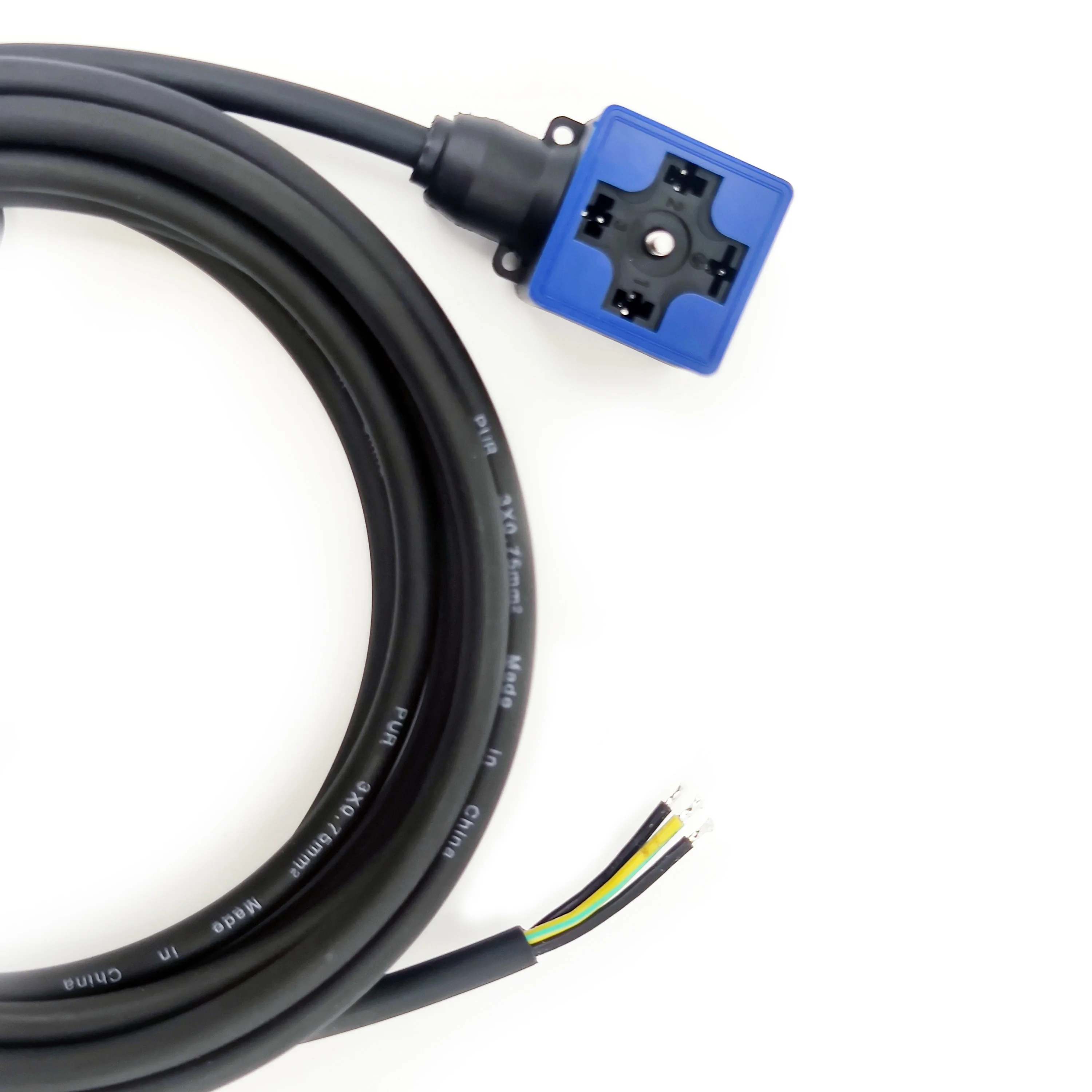 Precast Waterproof Ip67 Automatic 24v Dc 3+pe Solenoid Valve Plug 3 Meter Pur Cable Connector