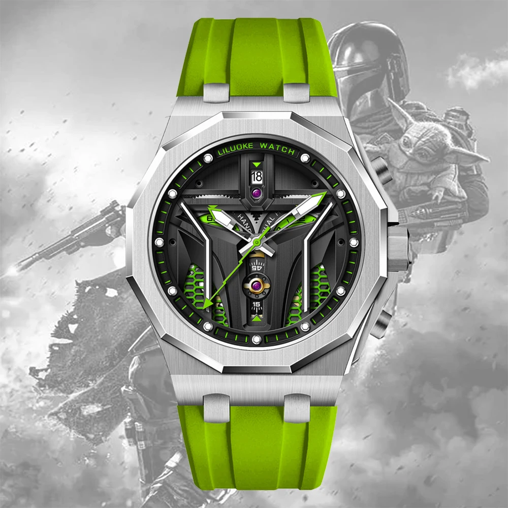 LILUOKE Wholesale Wristwatch Quartz Watch Stainless Steel Case Silicone Strap Waterproof Fashion Watches for Men Sport Watch