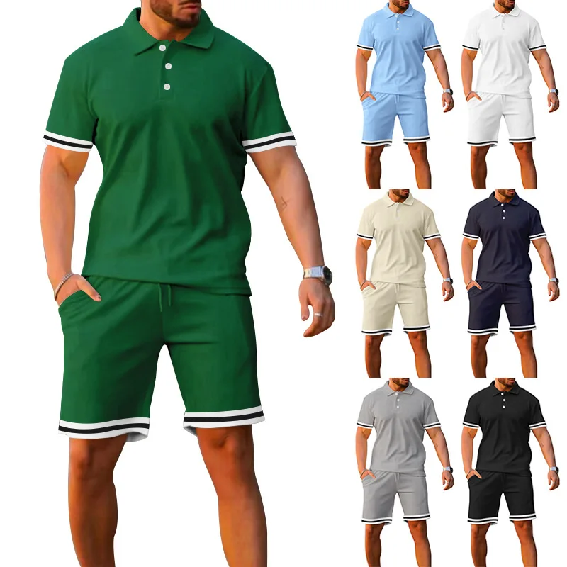 Men Two Piece Set Summer Short Sets for Men Polo Track Sweat Suit Two 2 Piece Jogger Set for Men