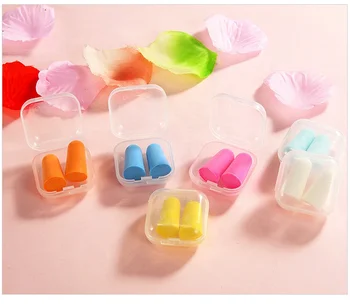 PU Foam Earplugs with Plastic Case Clear Box CE EN 352 Approved Soundproof Noise Reduction Hearing Protection