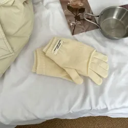 Осенние и зимние однотонные перчатки с пятью пальцами Теплые трикотажные