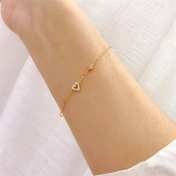 European cute design 14K gold plated 925 sterling silver heart shape bracelet
