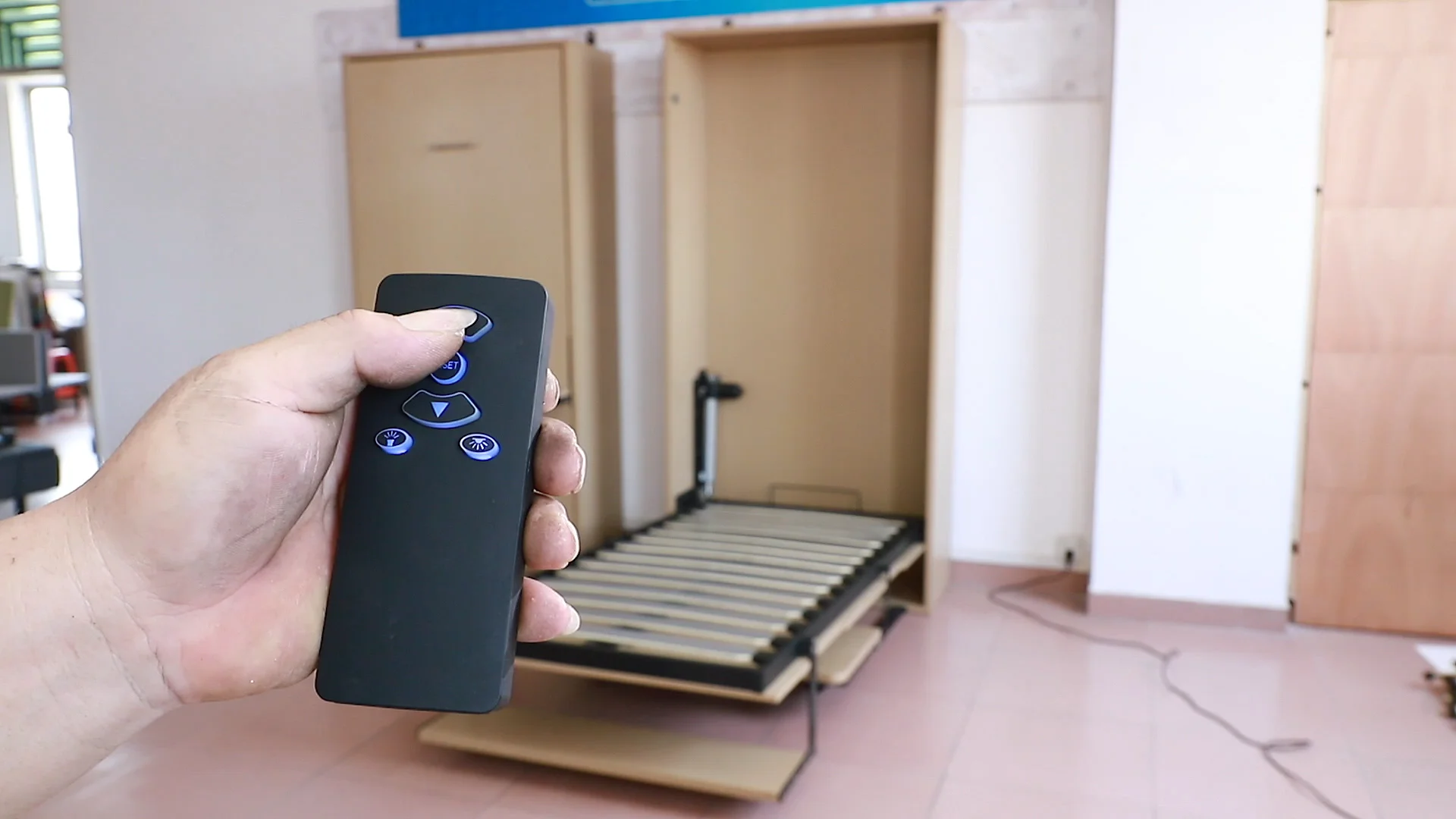 Electric Motorized Automatic Vertical Wall Mounted Bed With Bookcase