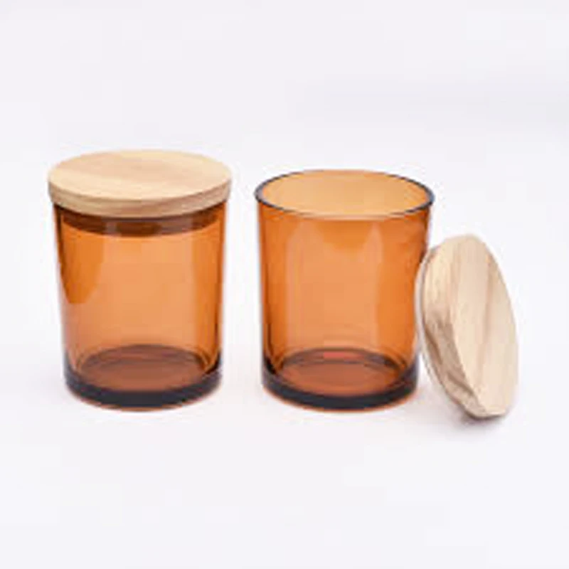 Heat resistant glass jar Scented Candle clear candle holders with bamboo cork lid