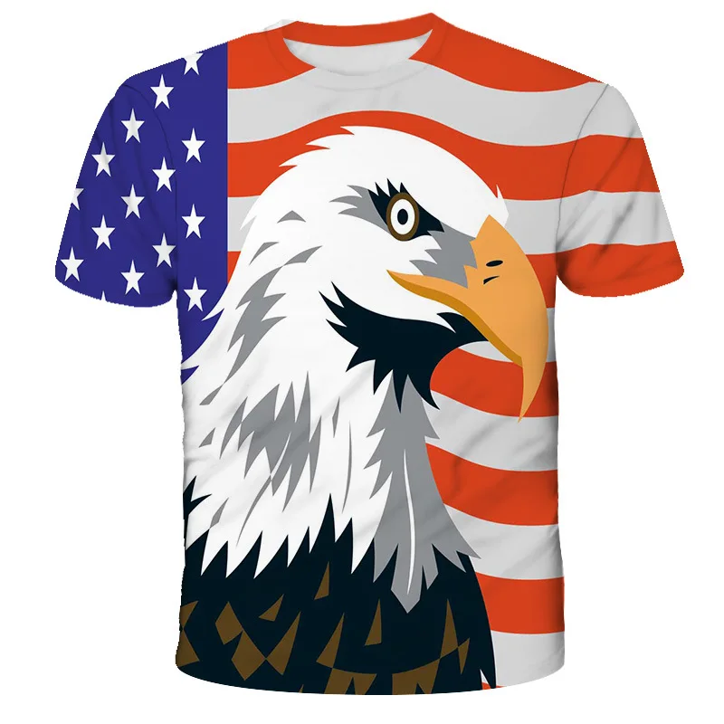 KONEW Shirt 3D Printing Eagle Shirt for Men Short Sleeve Shirts