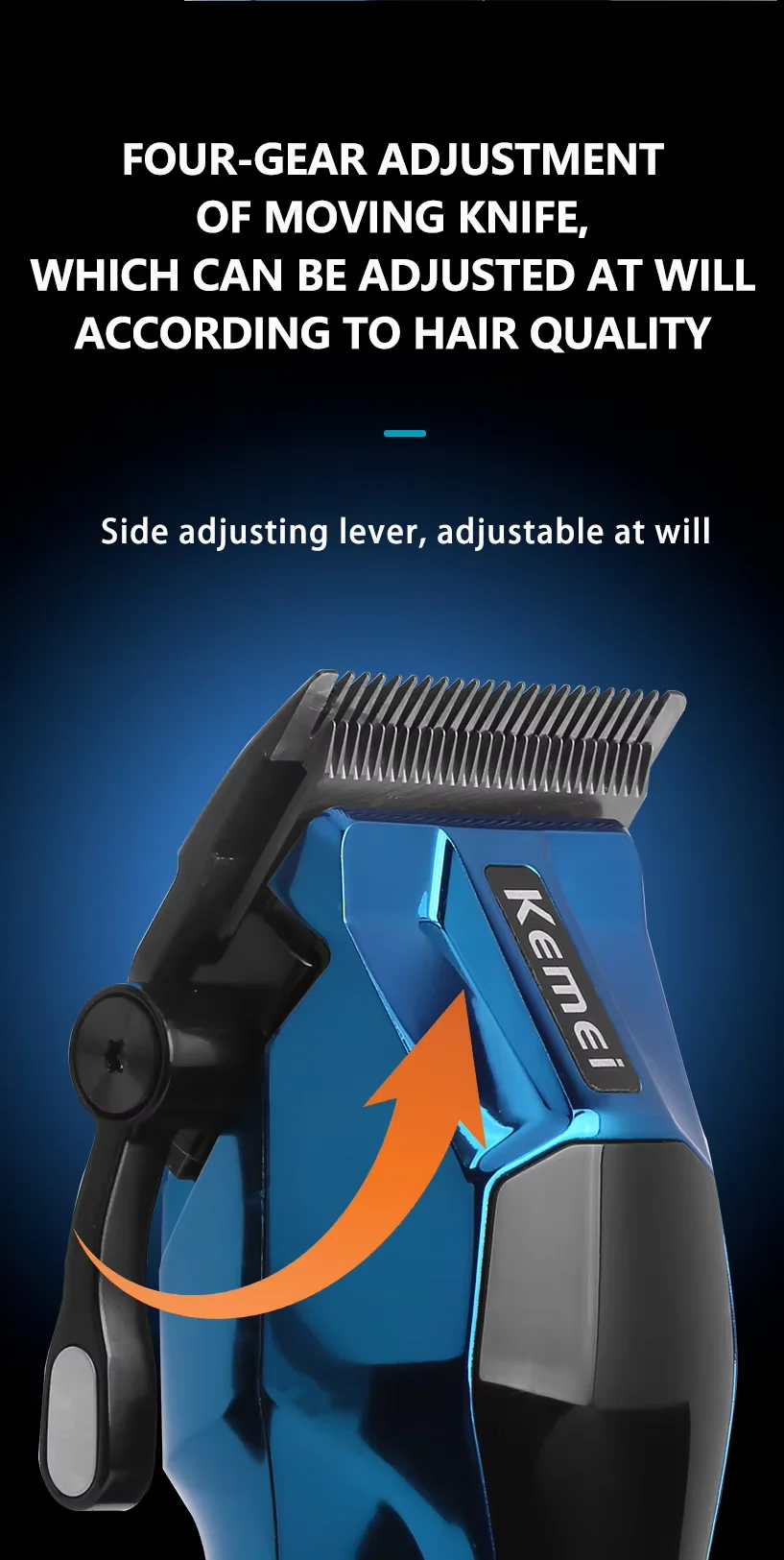 KM-8559 rapide détachable batterie tondeuse à cheveux rasoir électrique avec compartiment de charge de la batterie