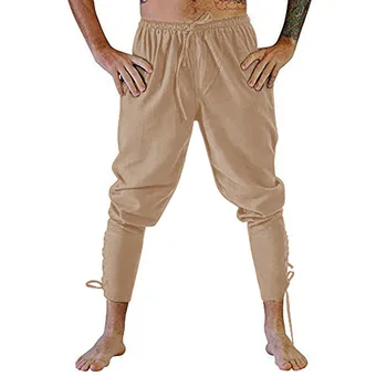 Viking Halloween Retro Cosplay Costume Renaissance Pirate Men Medieval Ankle Banded Navigator Pants