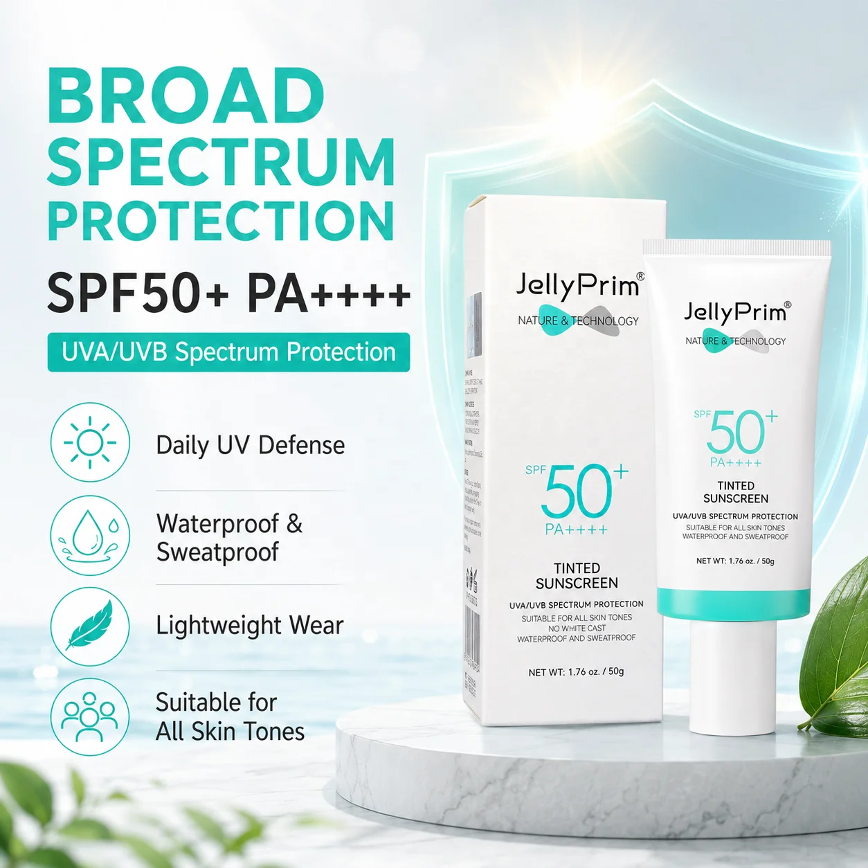 Wholesale Tinted Sunscreen Private Label Natural Organic Moisturizing UVA UVB Sunblock Repairing Sun Damage Sunscreen Cream