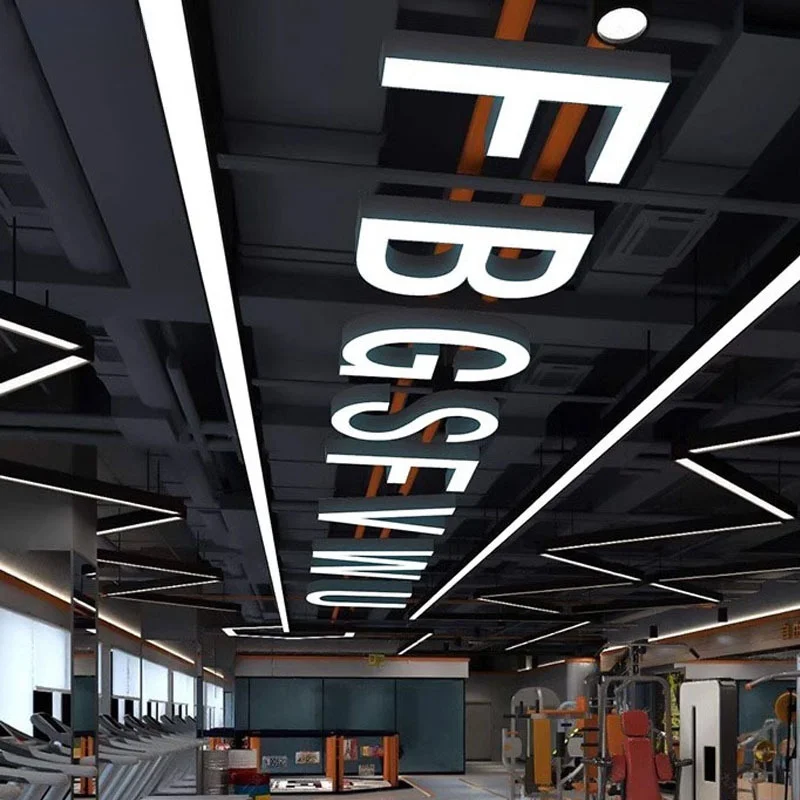 Modern Style Custom LED Letter Light Creative Irregular Chandelier in Letter Shape for Gym Club Decorative Lighting