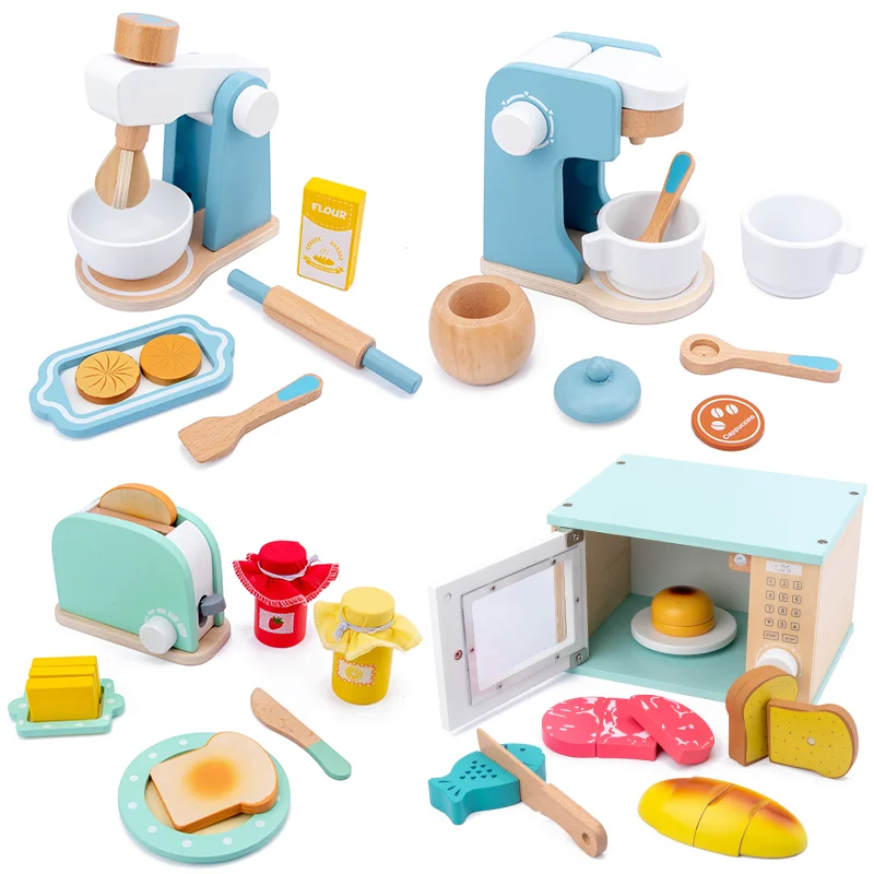 Children Wooden Role Play Toys Kitchen Accessories Pancake Machine