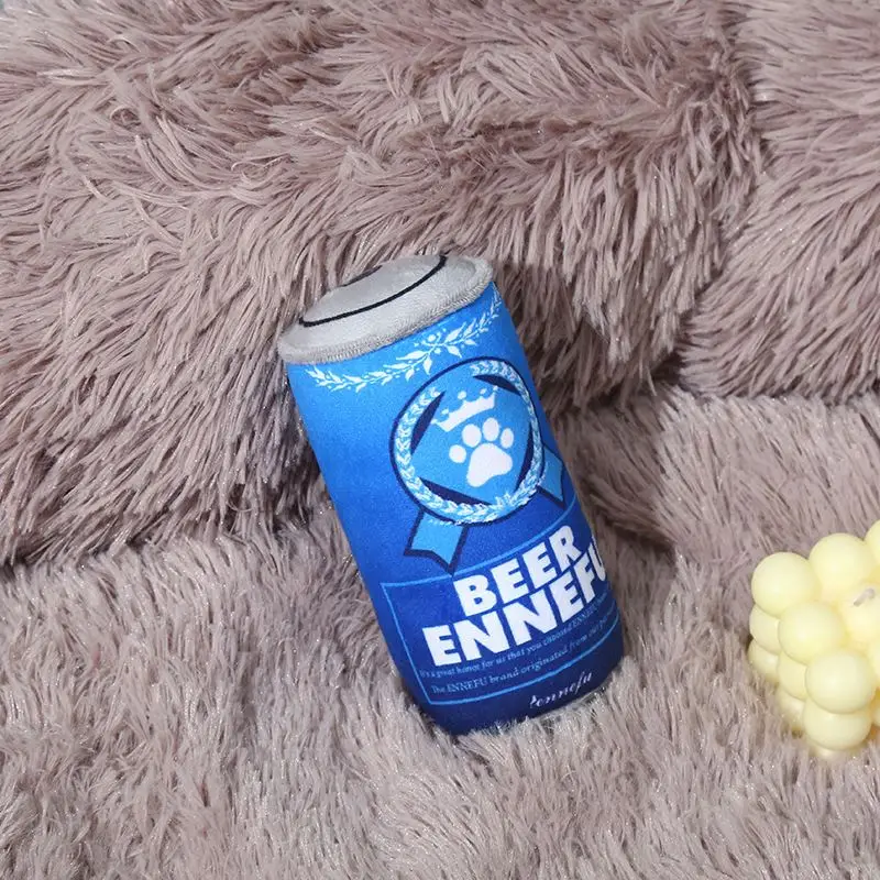 1 Custom Logo Squeaky Dog Plush Toy Beer Soda Can Coffee Cup Shaped Dog Toy
