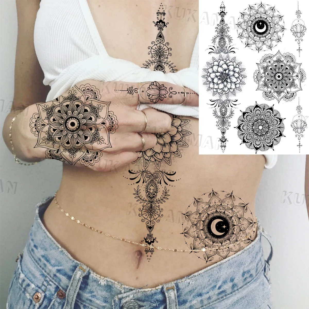 Mandala Heena Tattoo Designs For Flower Mehndi Women Temporary Tattoo   Amazonin Beauty