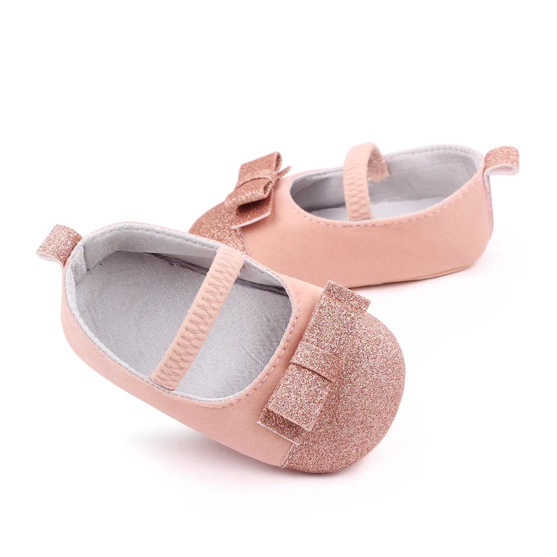 New Arrival Bling Glitter PU Material Soft Sole Baby Newborn Infant Girl Shoes supplier