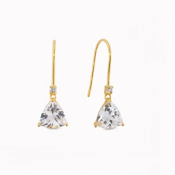 Shinny 925 sterling silver fish hook triangle rhinestone drop earrings LYJE3697