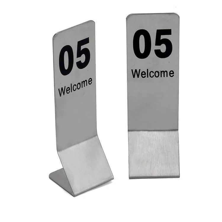 Customized Logo Stainless Steel Table Number Holder Hotel or Restaurant Menu Card Table and Desk Number Card_0