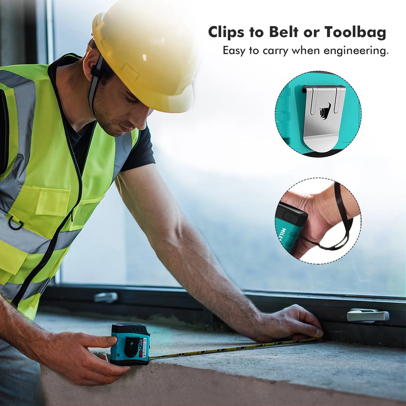 Mileseey DT20 Custom Logo 3 in 1 Smart Waterproof Round Mini 5M Retractable Digital Distance Meter Measuring Laser Tape Measures