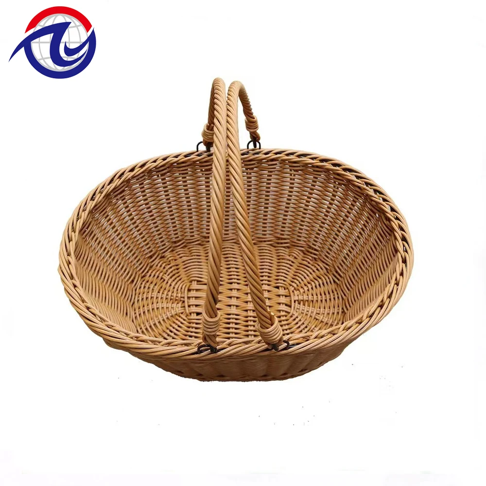 Wicker Rattan Shopping Basket With Handle Handmade Willow Wicker