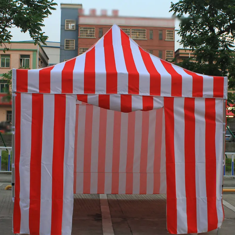 Pop-up Carnival Tent Sidewall Kit Red and White Striped, 10 ft X 10 ft
