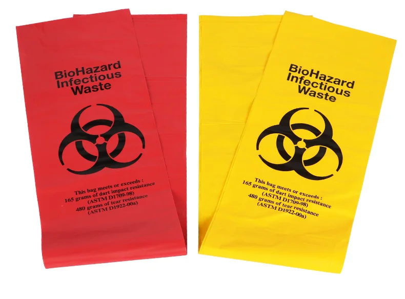 Red Hdpe Ldpe Disposable Bio Medical Waste Bags Biohazard Bags For