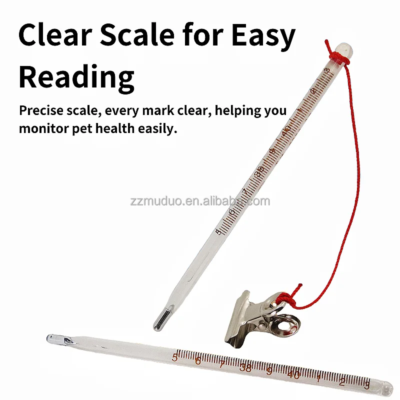 Veterinary Mercury In-Glass Thermometer with Clear Scale Mercury Thermometer for Pig Sheep Dog Cow