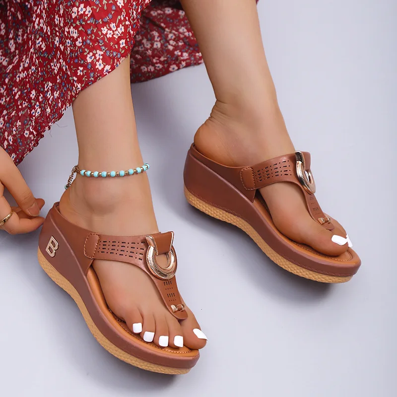 Summer Outdoor Open Toe Height Increasing Heeled Wedge Sandals For ...
