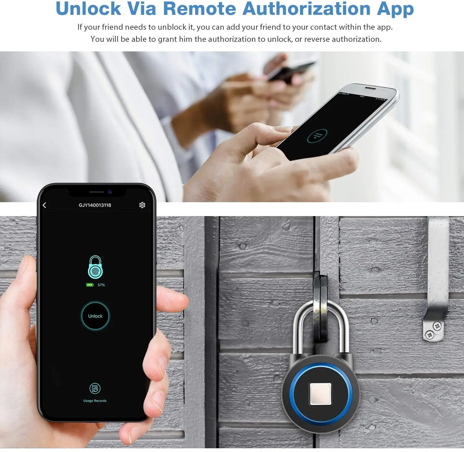 Smart Electronic Keyless Gym Fingerprint Locker Lock Alarm/Smart APP Fingerprint Padlock