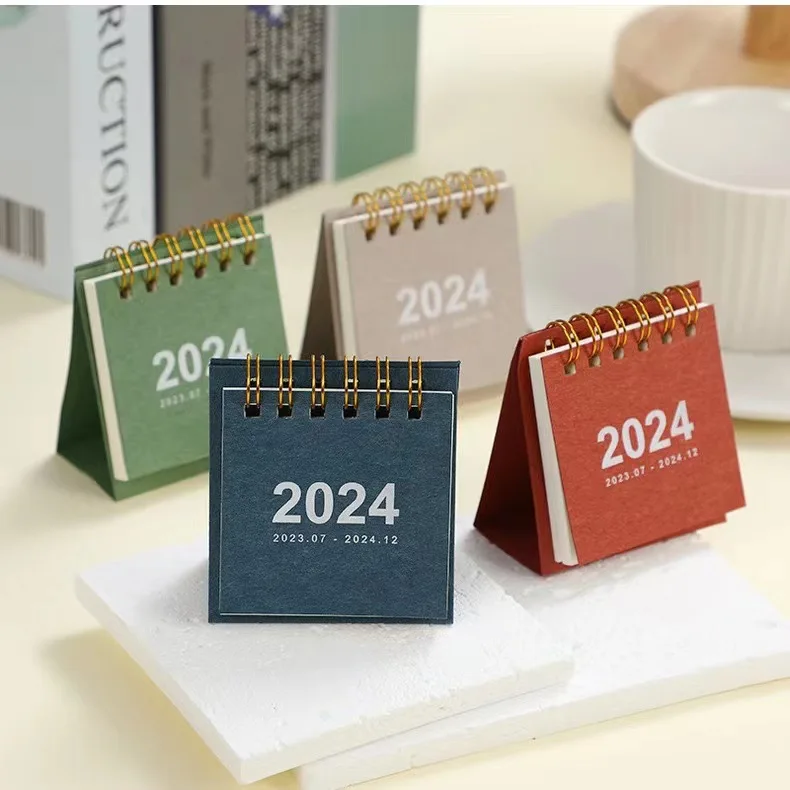 2024 Creative Minimalist Tabletop Ins Mini Basic Desk Calendar Sprial Wire Ornaments Student Schedule Plan Book factory