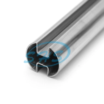 AISI 304 316 Double U groove stainless steel round tube Dia 50.8 mm tube with double slot & polishing surface